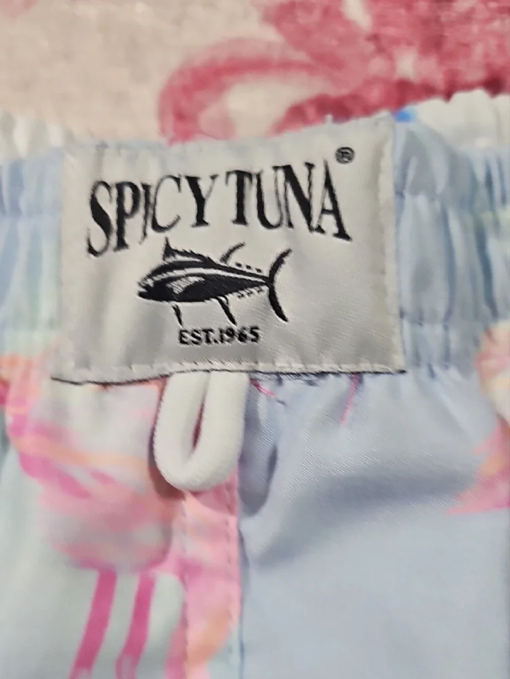 Spicy Tuna Light Blue Flamingo Print‎ Swim Shorts